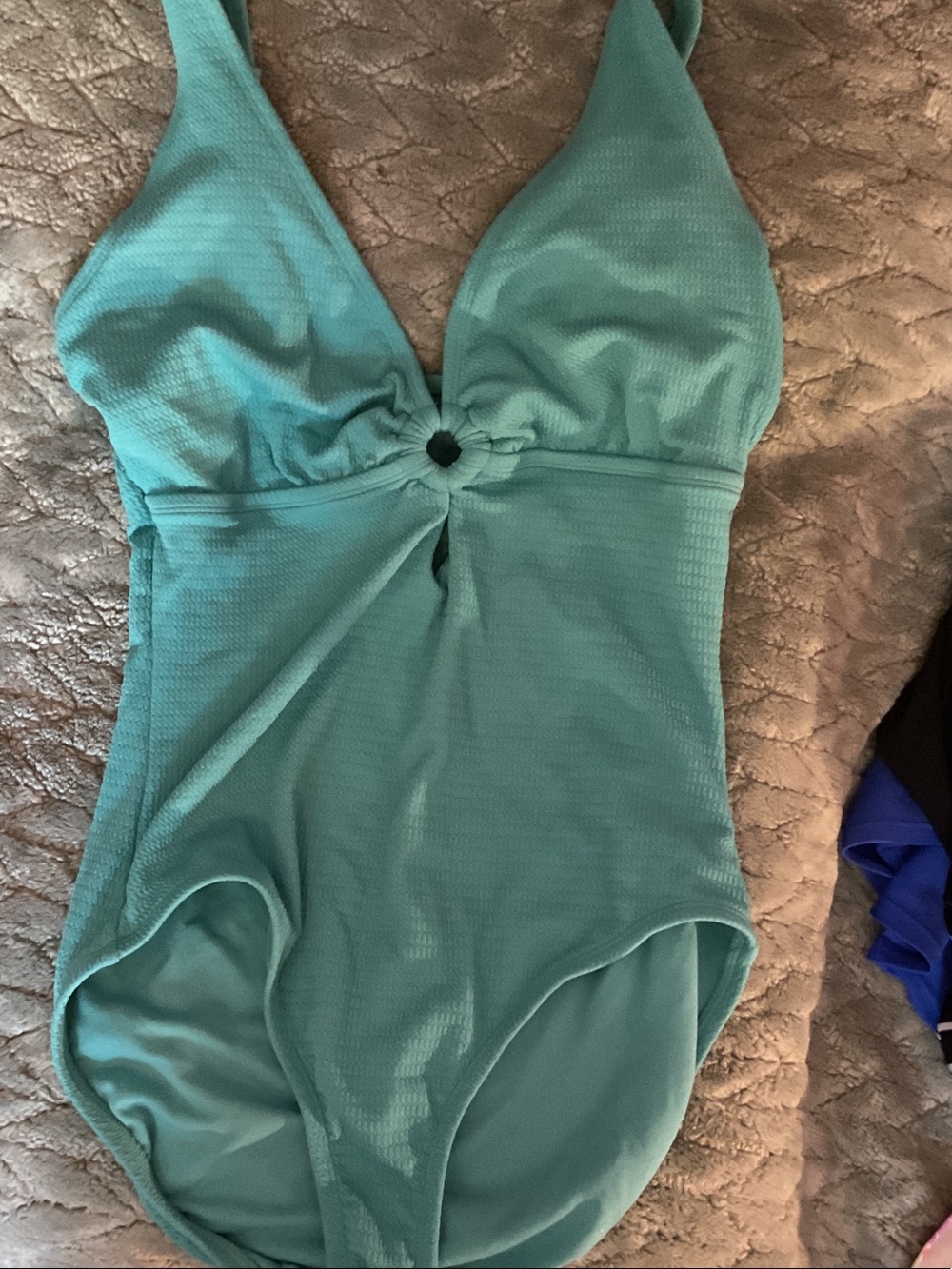 Time and Tru Teal One-Piece Swimsuit with Knot Front